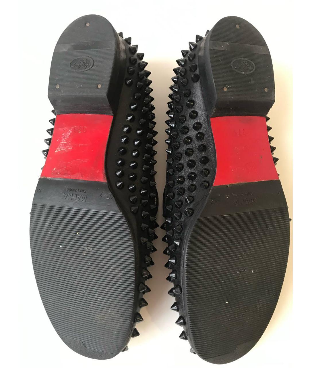 CHRISTIAN LOUBOUTIN Черные кожаные лоферы, фото 6