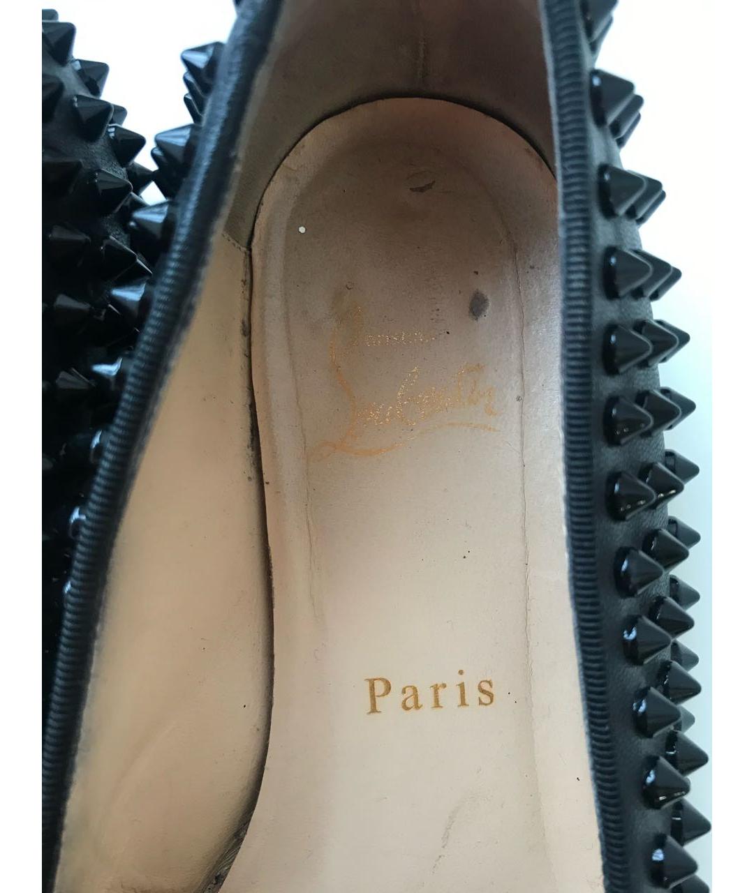 CHRISTIAN LOUBOUTIN Черные кожаные лоферы, фото 4