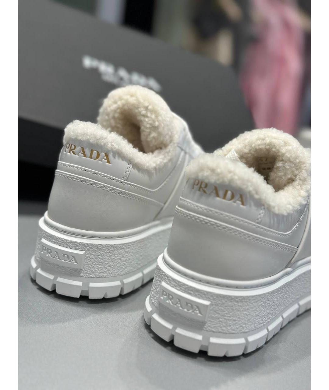 PRADA Белые кожаные кроссовки, фото 4