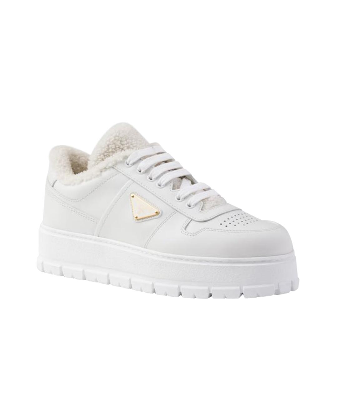 PRADA Белые кожаные кроссовки, фото 1