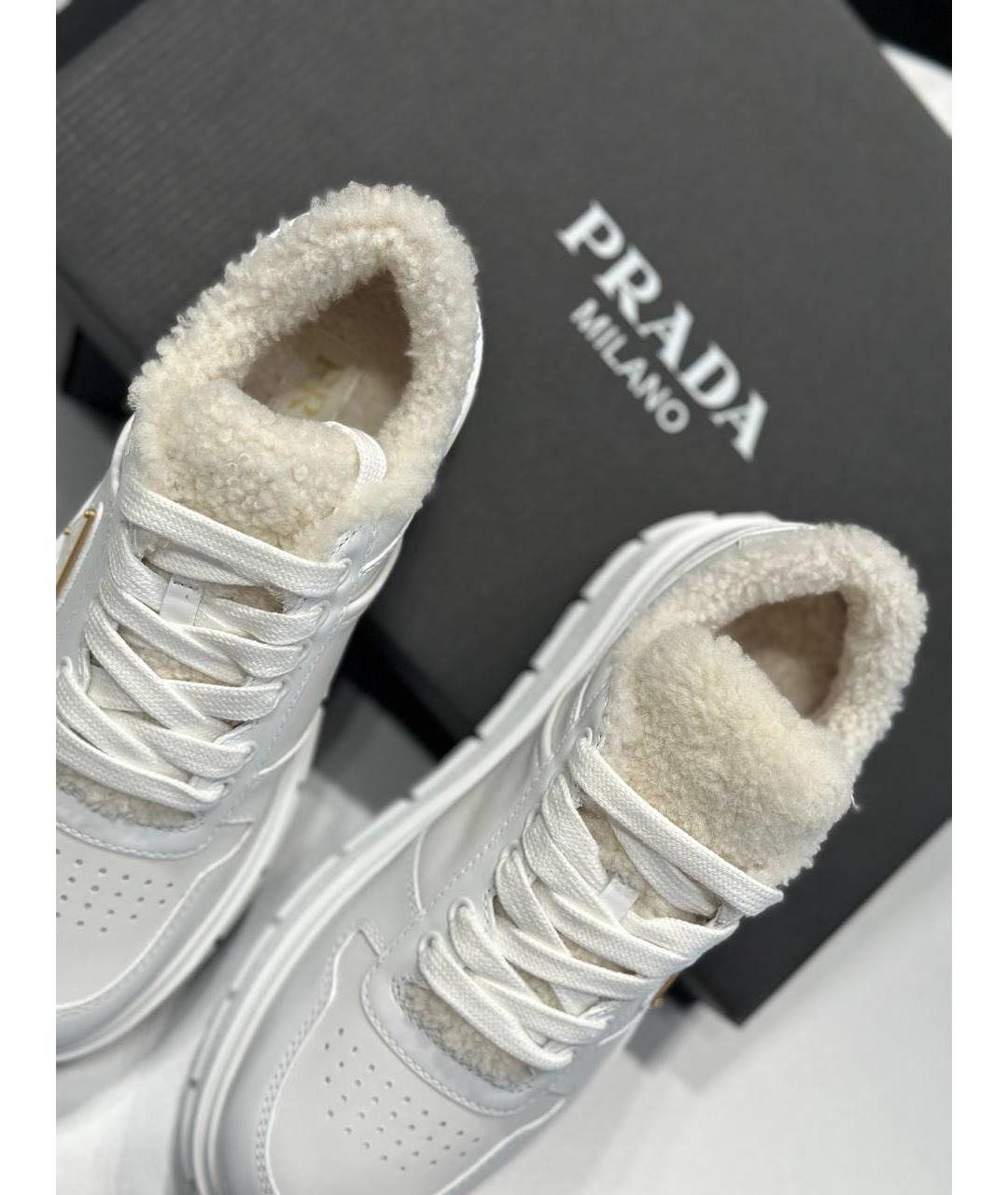 PRADA Белые кожаные кроссовки, фото 3