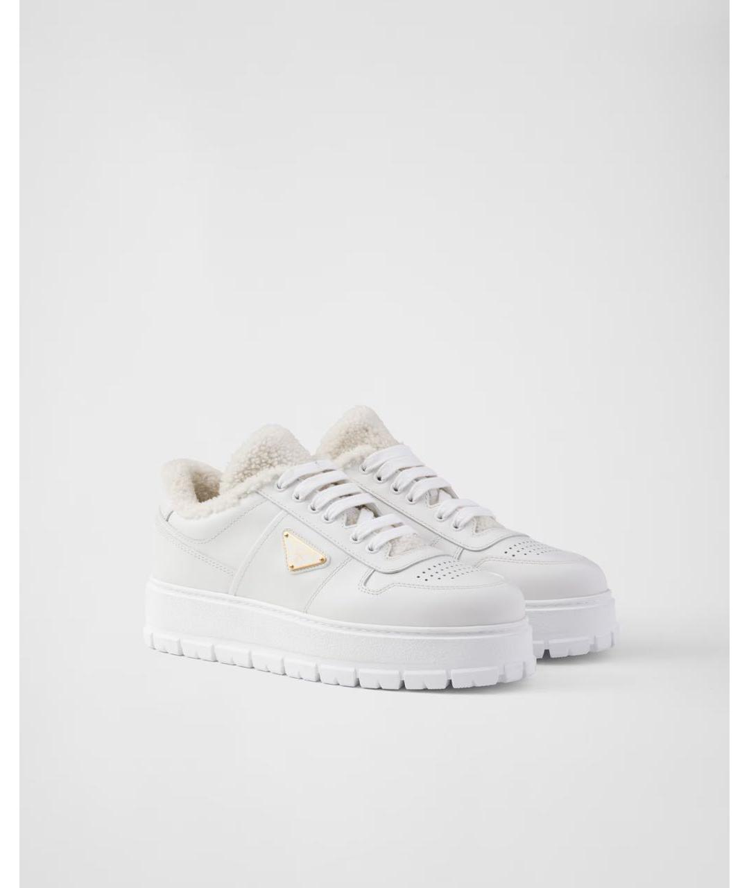 PRADA Белые кожаные кроссовки, фото 8