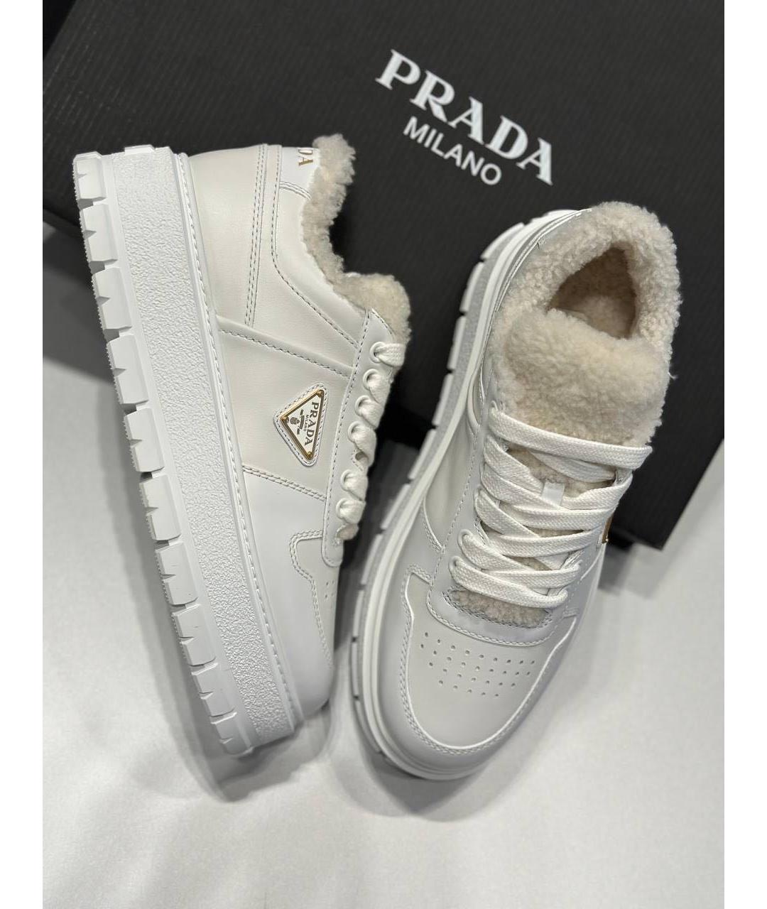 PRADA Белые кожаные кроссовки, фото 7