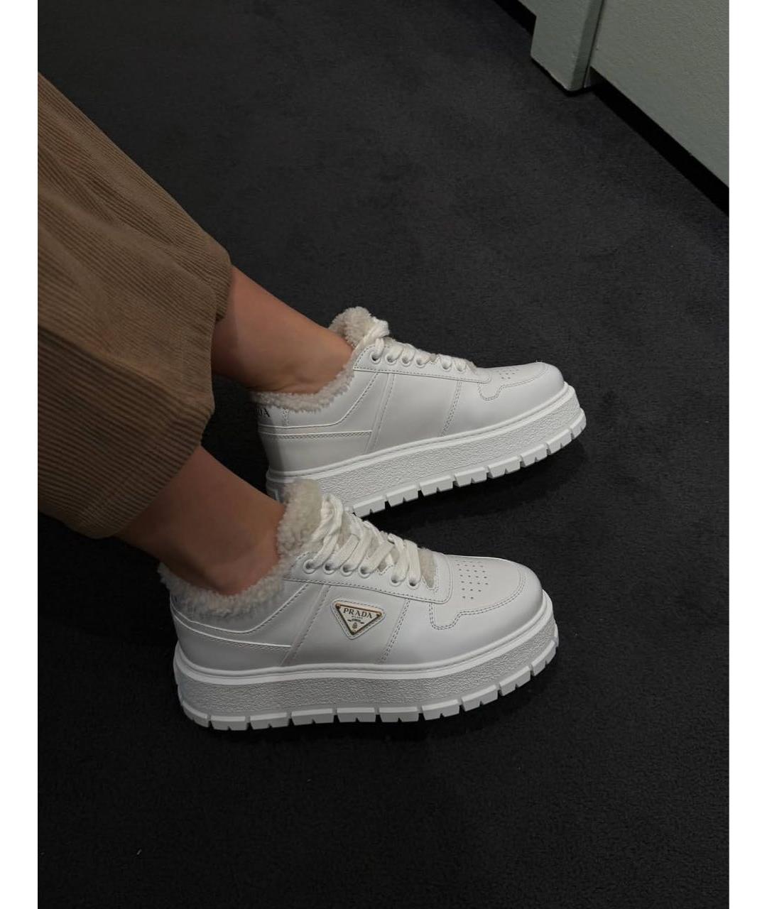 PRADA Белые кожаные кроссовки, фото 6