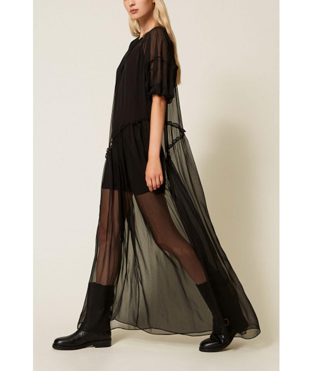 TWIN-SET Черное полиэстеровое платье, фото 7