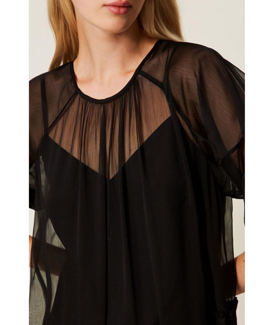 TWIN-SET Черное полиэстеровое платье, фото 6