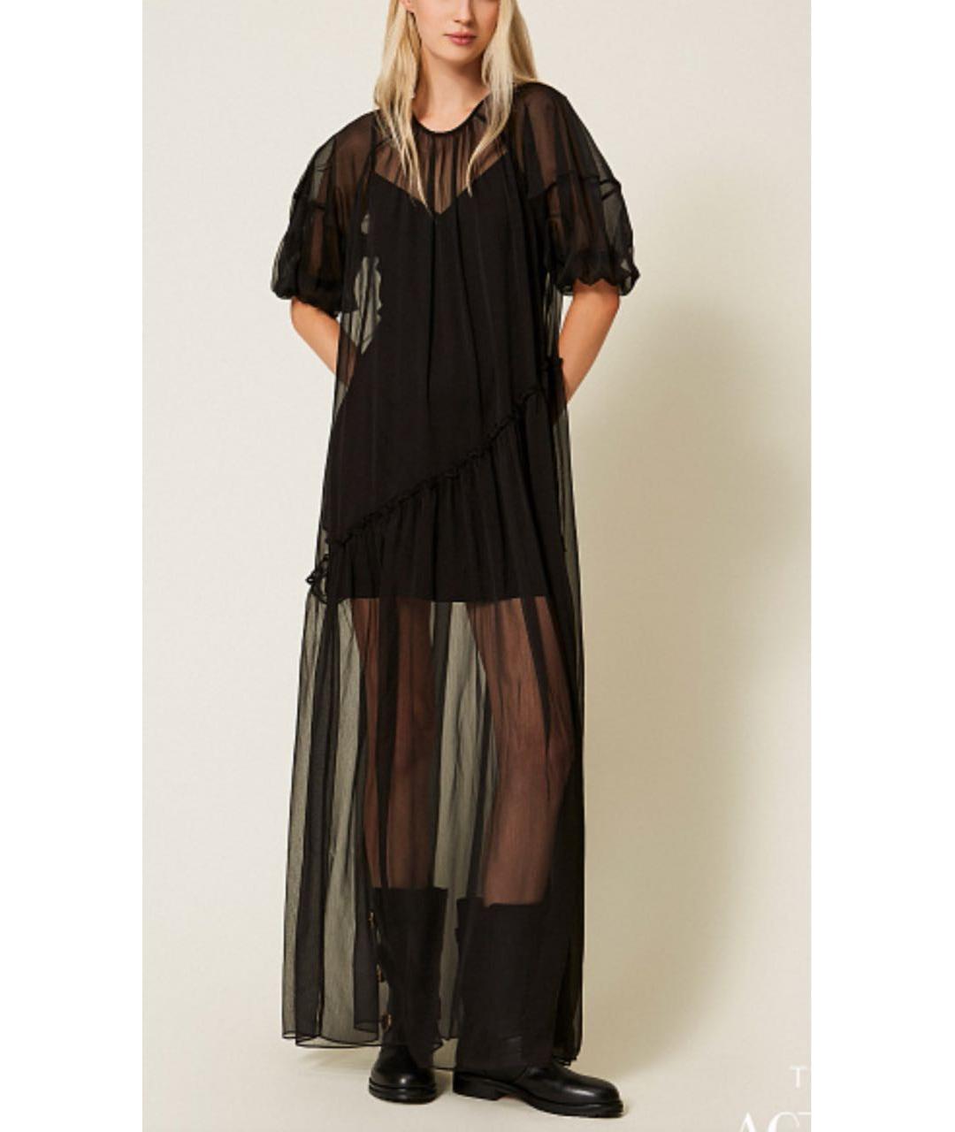 TWIN-SET Черное полиэстеровое платье, фото 5