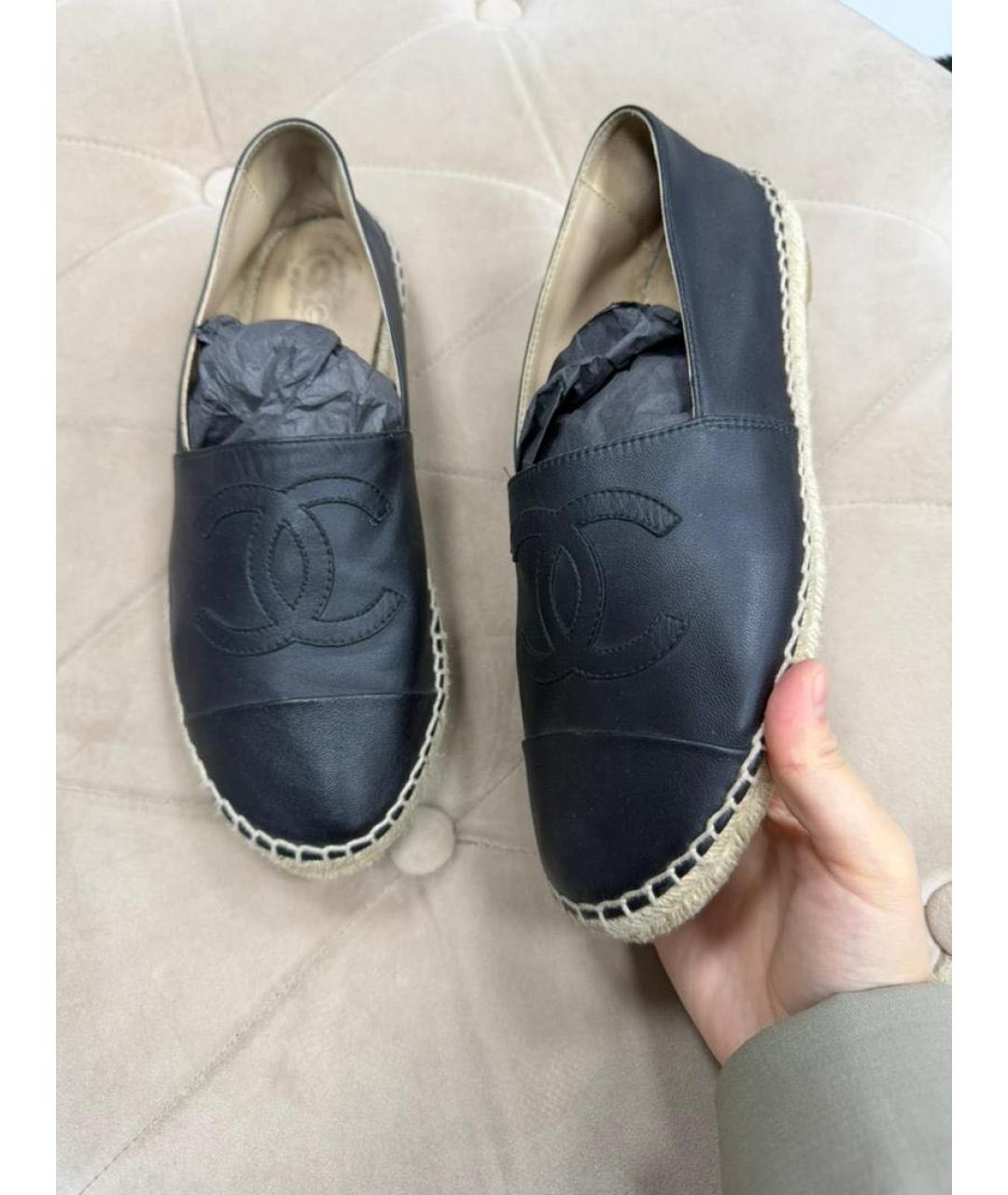 CHANEL Черные кожаные эспадрильи, фото 3