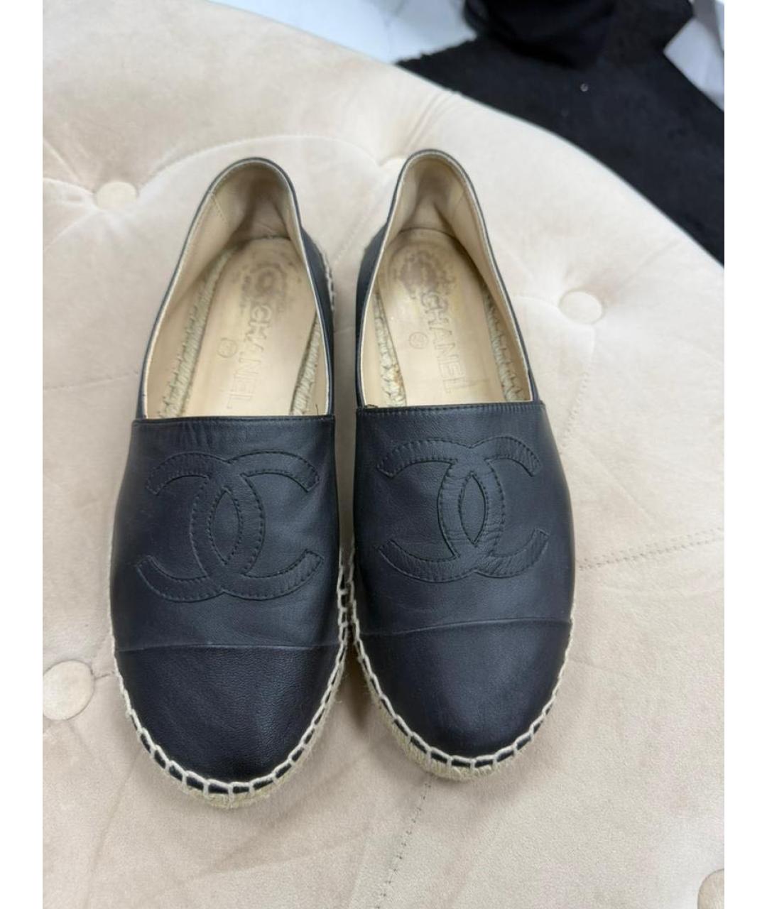 CHANEL Черные кожаные эспадрильи, фото 2