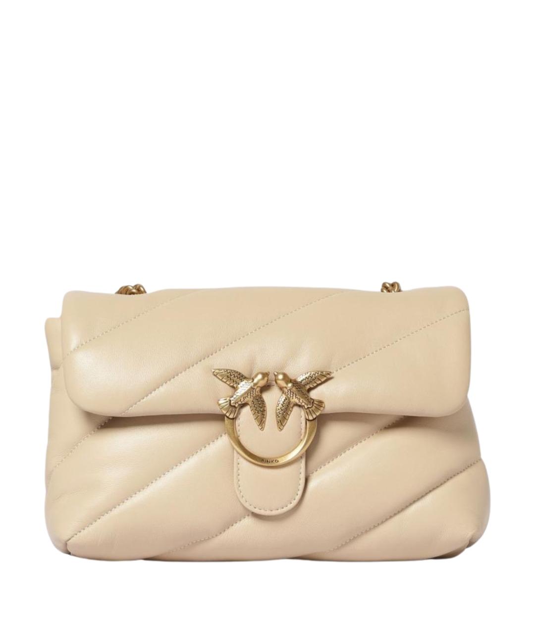 PINKO Бежевая кожаная сумка через плечо, фото 1