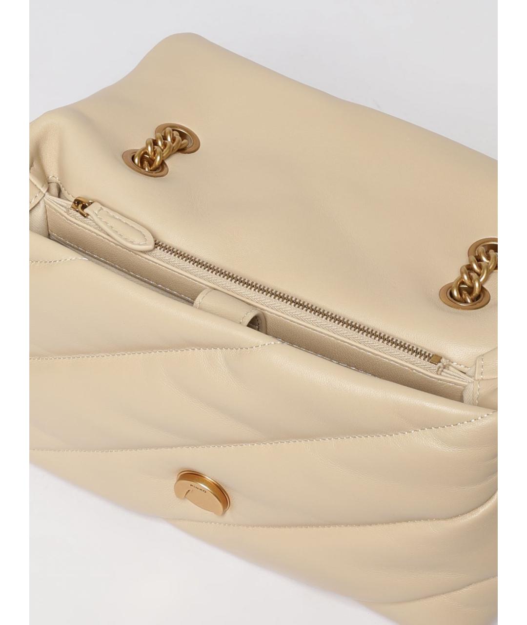 PINKO Бежевая кожаная сумка через плечо, фото 3