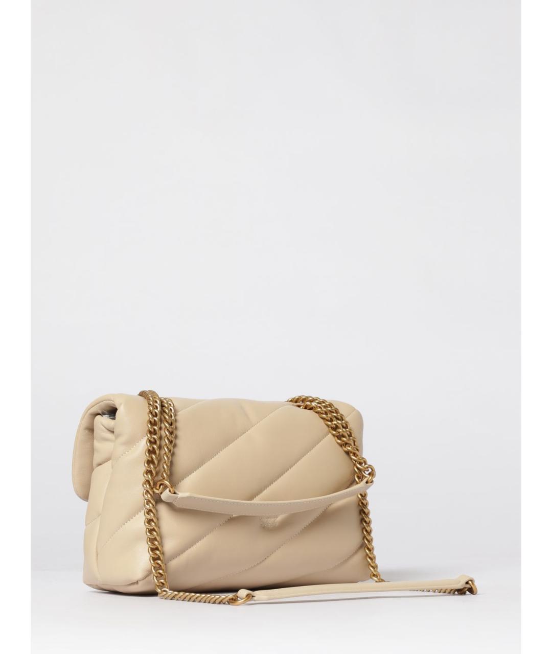 PINKO Бежевая кожаная сумка через плечо, фото 2