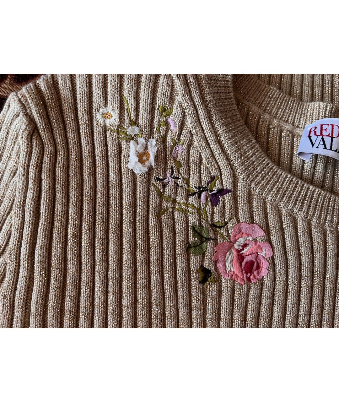 RED VALENTINO Золотой хлопко-эластановый джемпер / свитер, фото 4