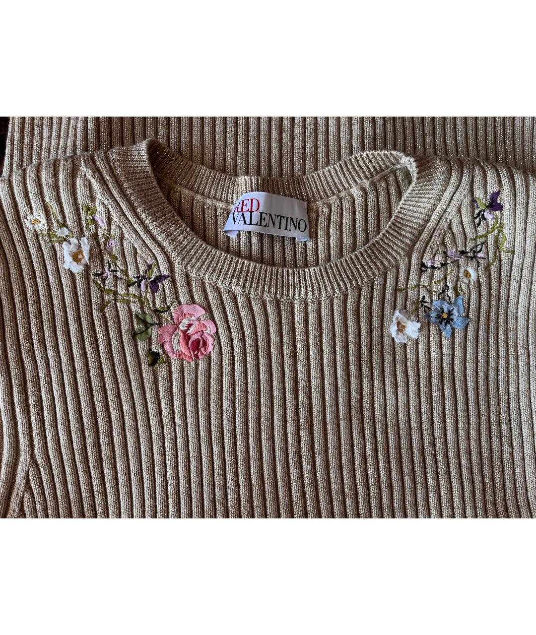 RED VALENTINO Золотой хлопко-эластановый джемпер / свитер, фото 3