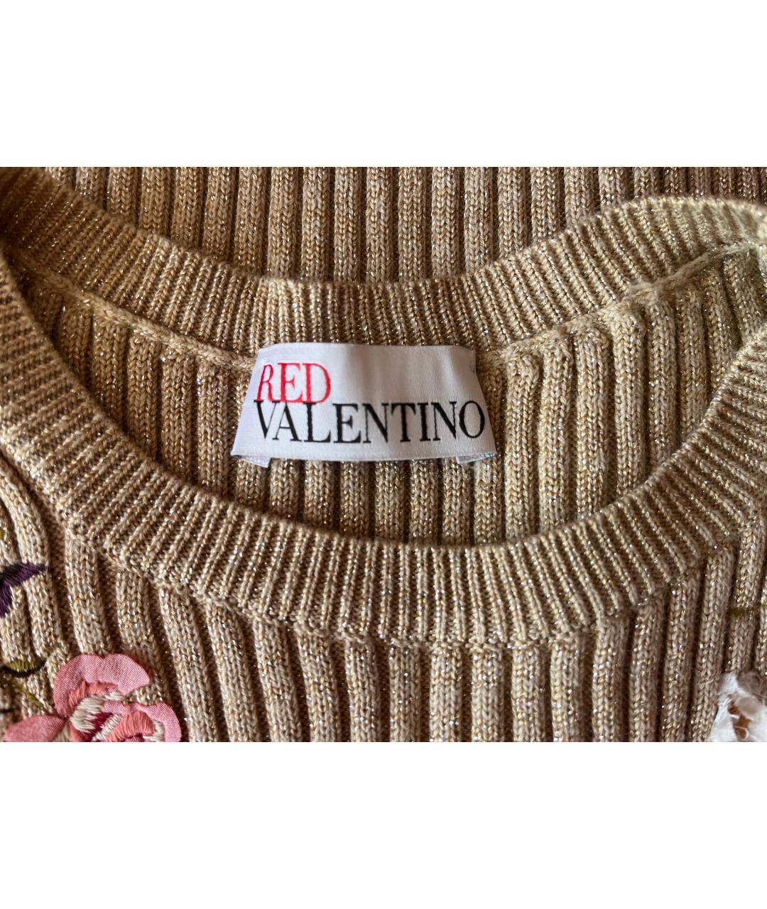 RED VALENTINO Золотой хлопко-эластановый джемпер / свитер, фото 6