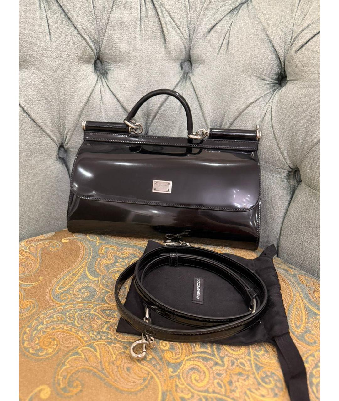 DOLCE&GABBANA Черная кожаная сумка через плечо, фото 3