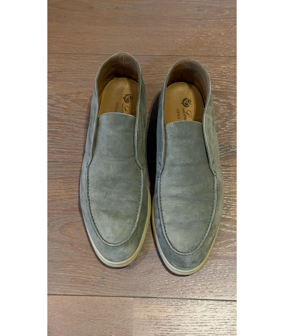 LORO PIANA Хаки замшевые лоферы, фото 5