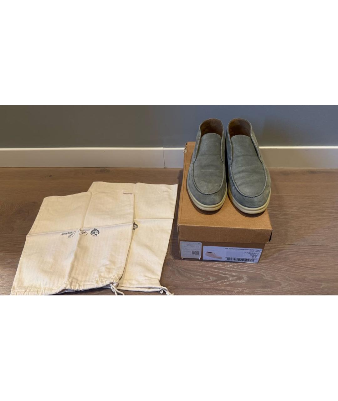 LORO PIANA Хаки замшевые лоферы, фото 7