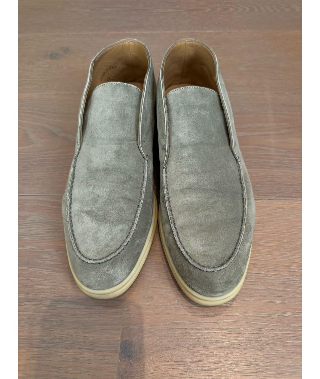 LORO PIANA Хаки замшевые лоферы, фото 2
