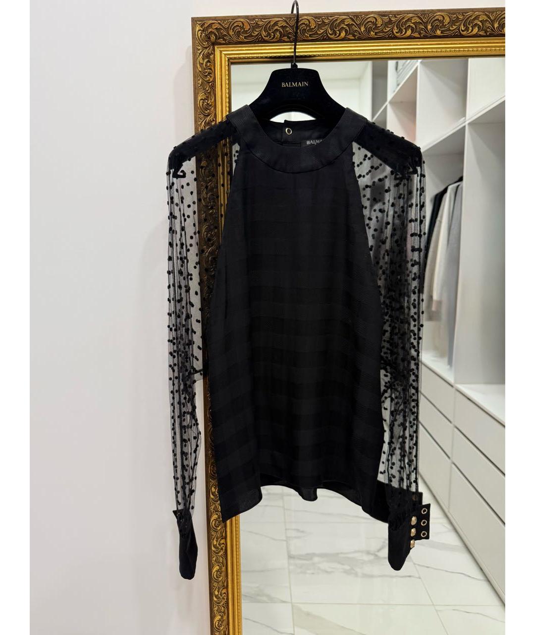 BALMAIN Черная шелковая блузы, фото 3