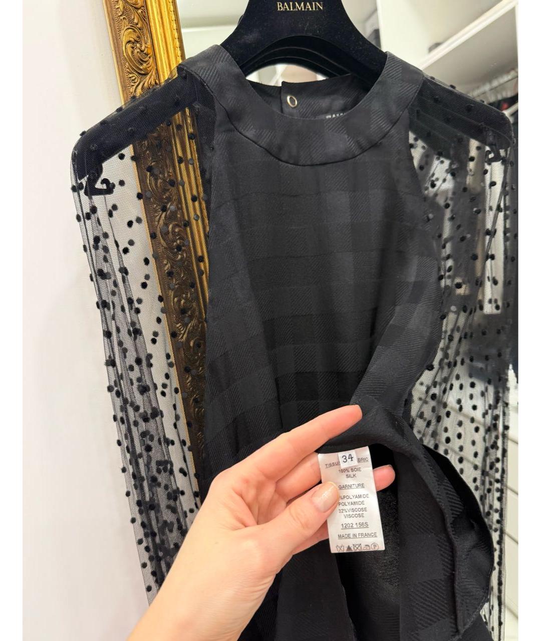 BALMAIN Черная шелковая блузы, фото 5