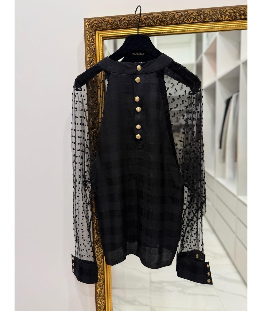 BALMAIN Черная шелковая блузы, фото 4