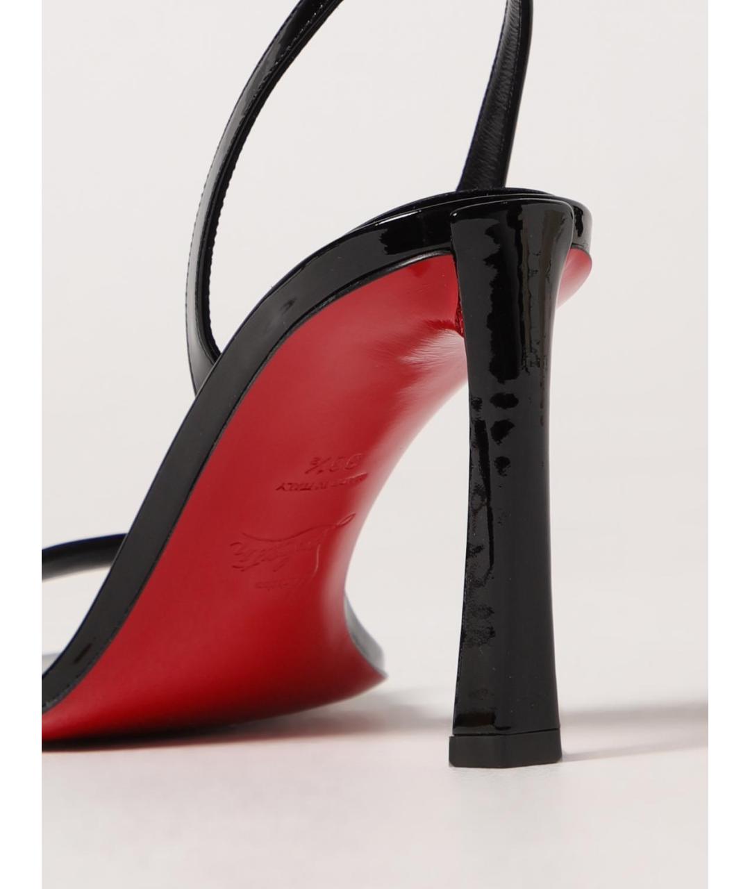 CHRISTIAN LOUBOUTIN Черные кожаные босоножки, фото 4