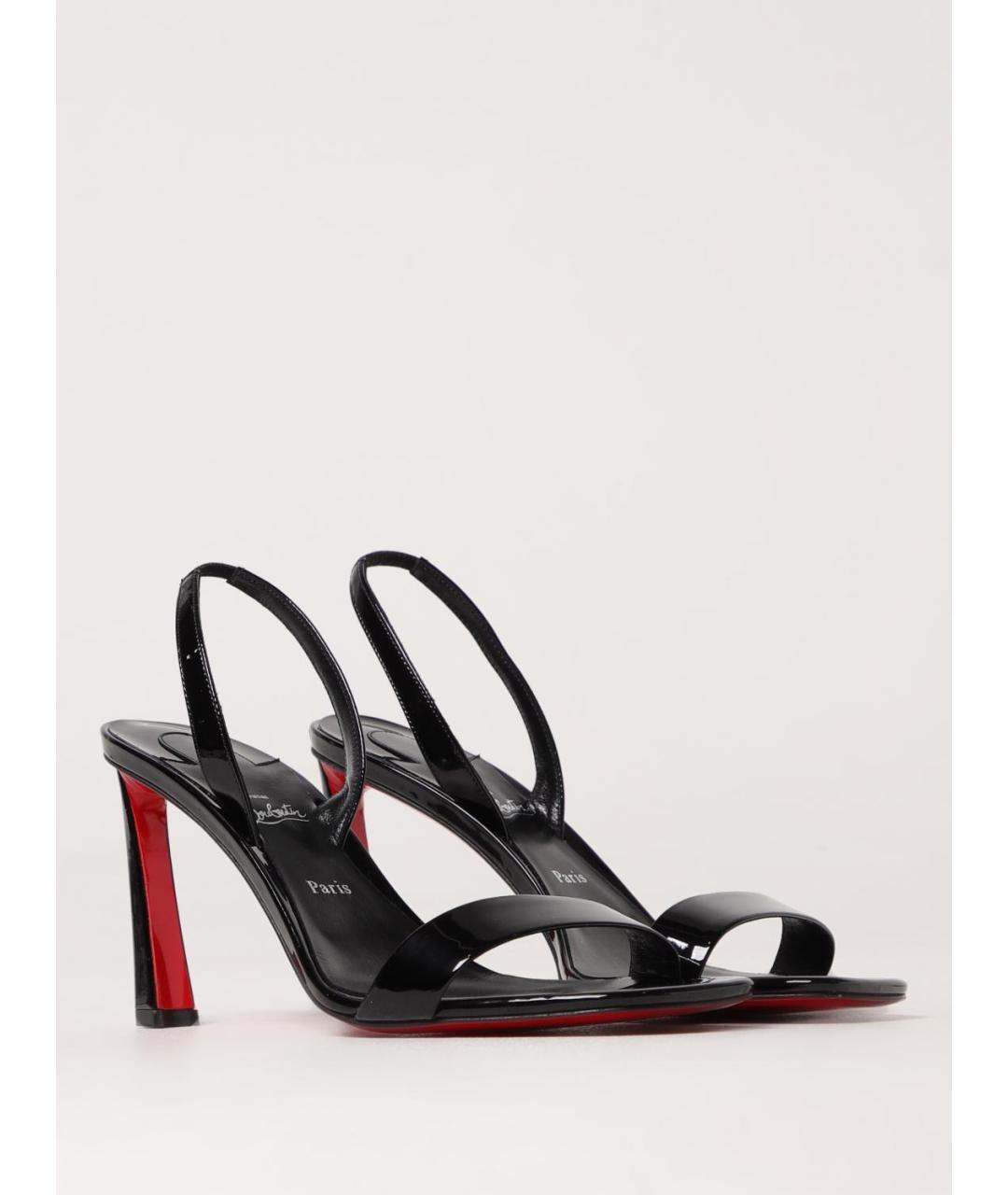 CHRISTIAN LOUBOUTIN Черные кожаные босоножки, фото 2