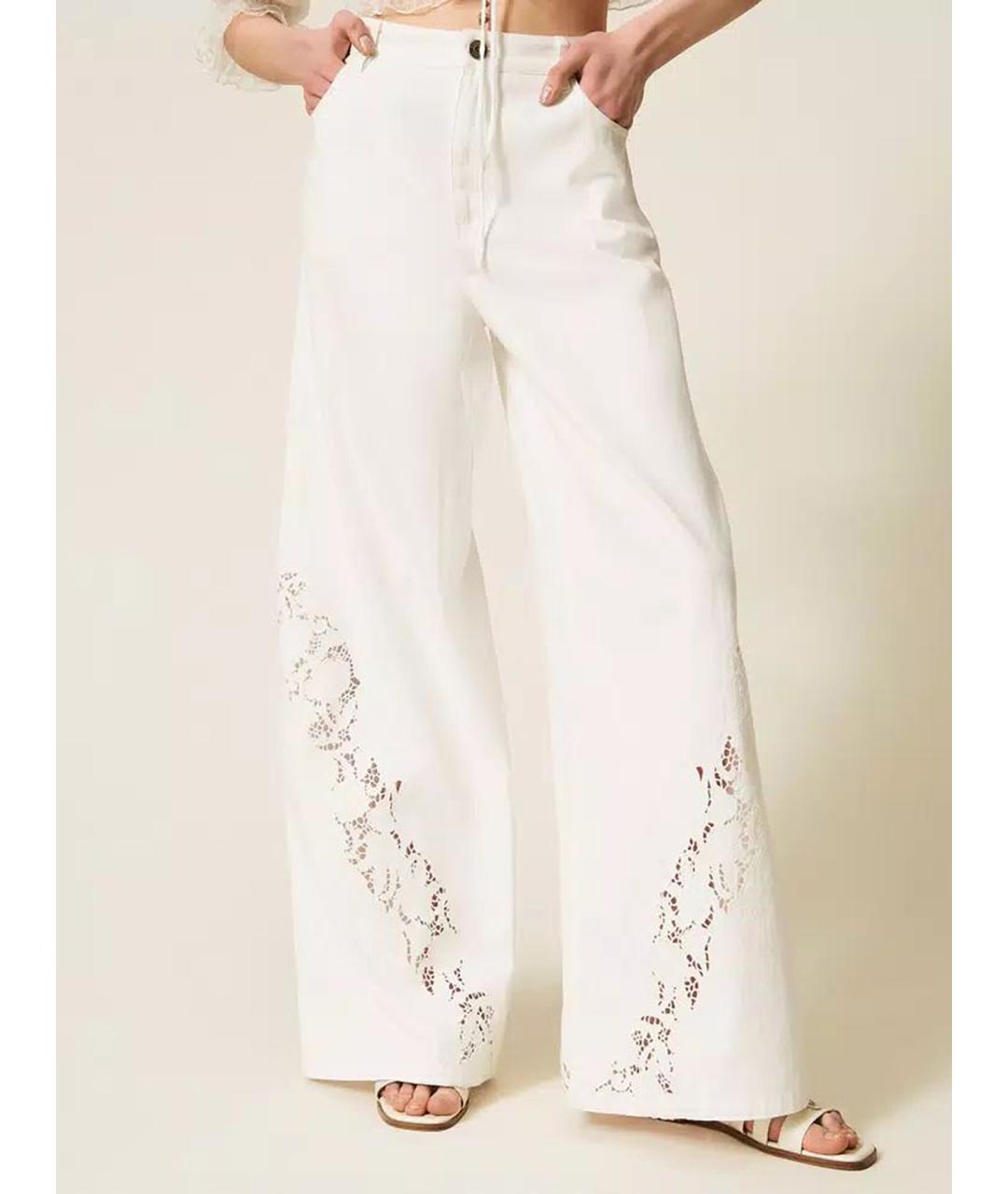 TWIN-SET Белые хлопковые прямые джинсы, фото 4