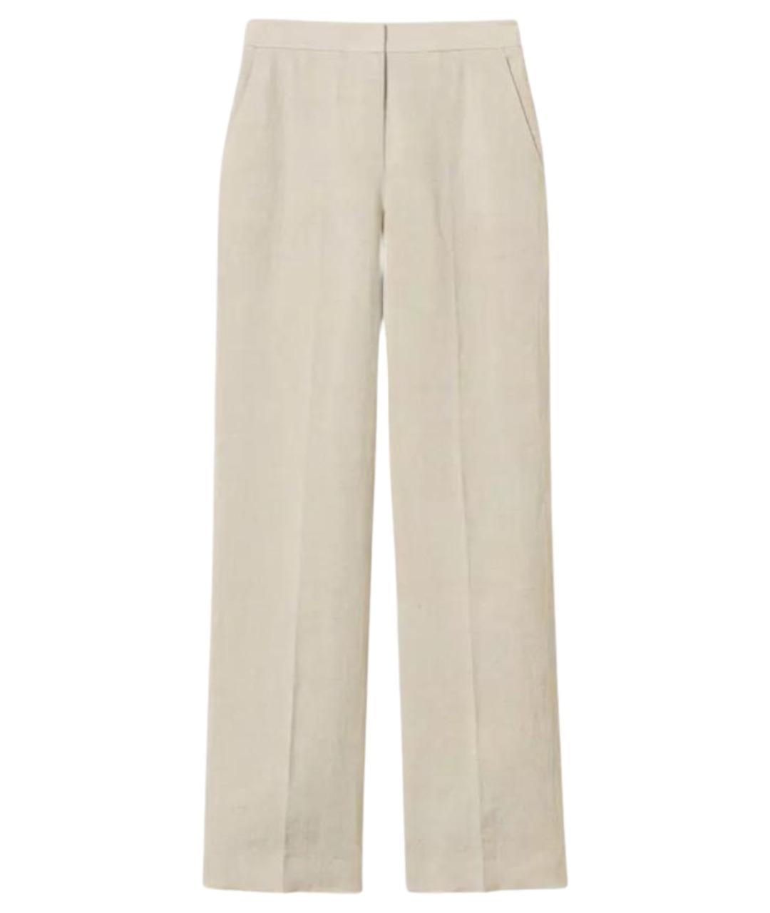 TWIN-SET Бежевые льняные прямые брюки, фото 1