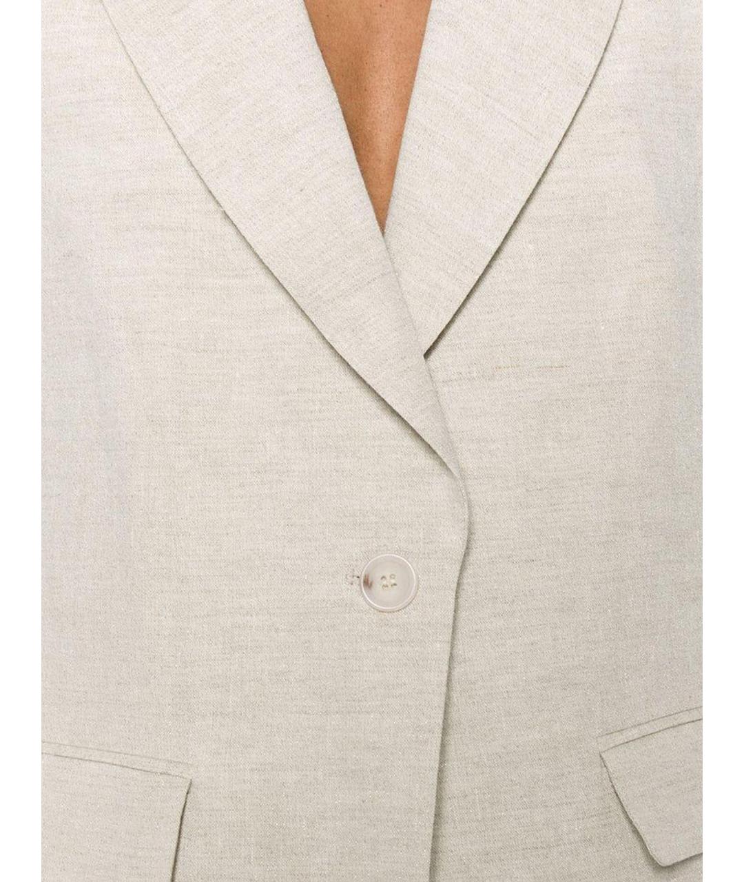 TWIN-SET Бежевый льняной жилет, фото 5