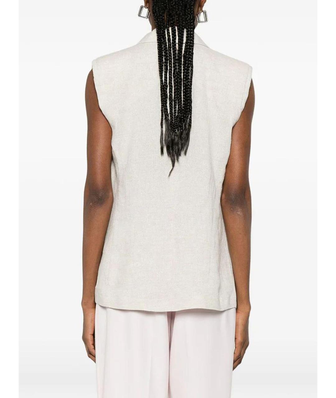 TWIN-SET Бежевый льняной жилет, фото 4