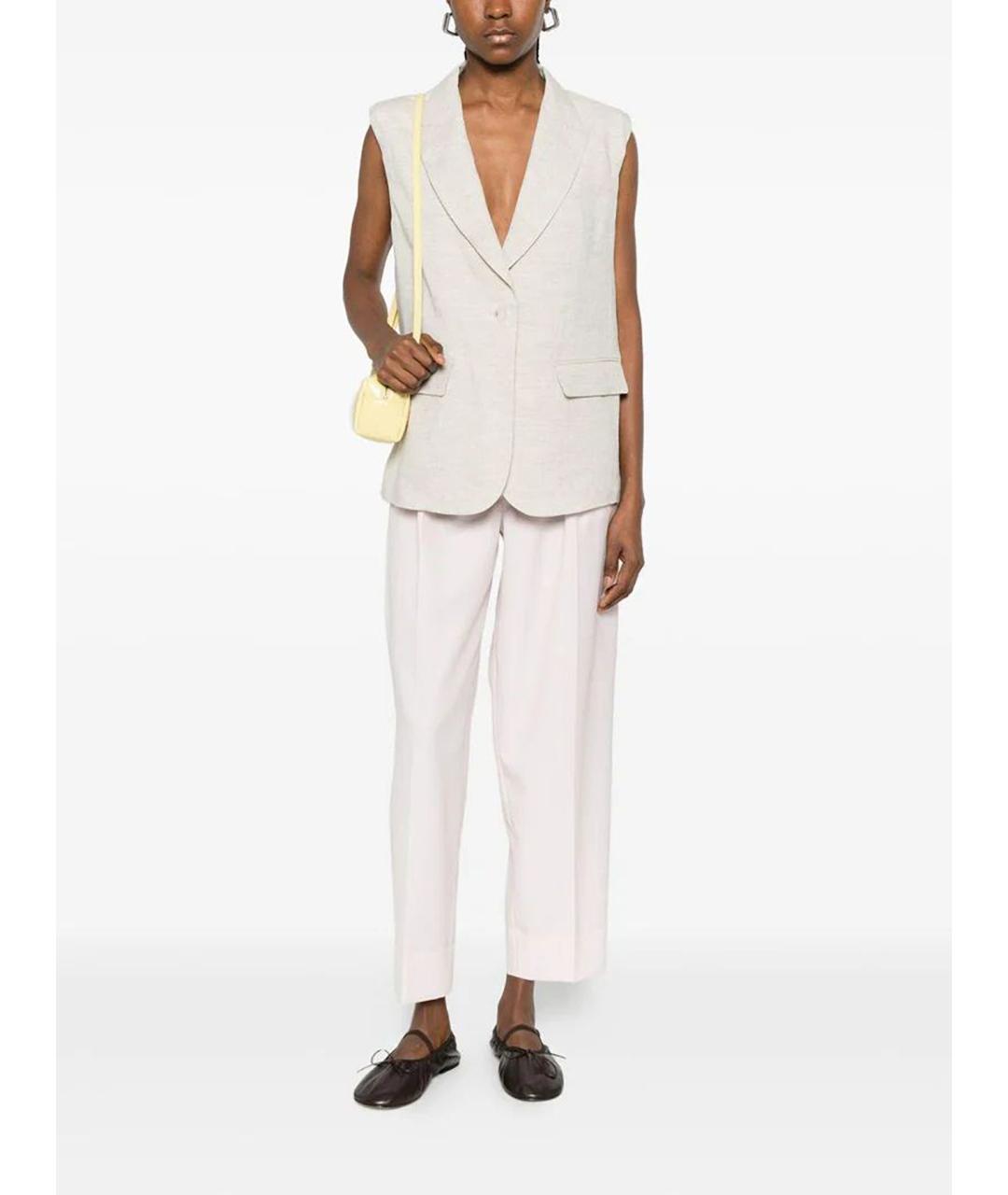 TWIN-SET Бежевый льняной жилет, фото 2