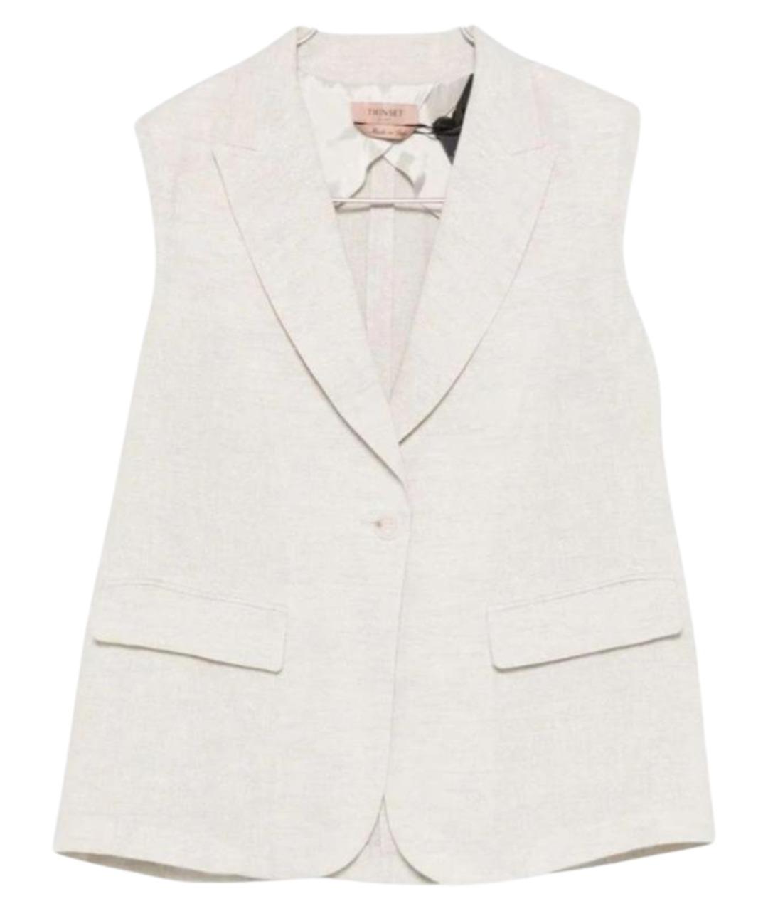 TWIN-SET Бежевый льняной жилет, фото 1