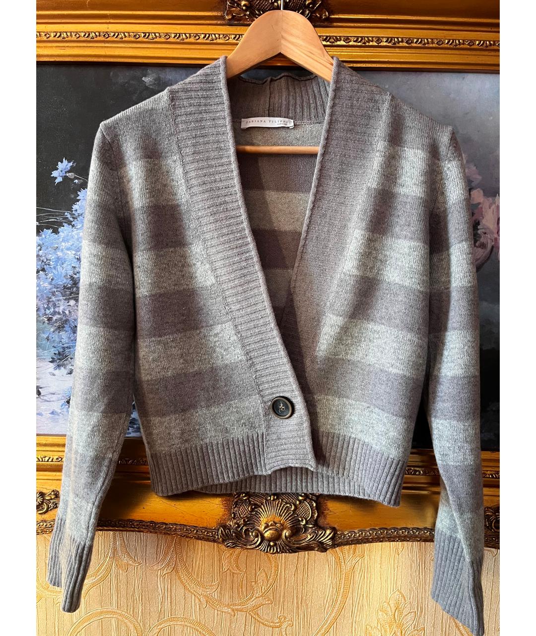 FABIANA FILIPPI Серый шерстяной кардиган, фото 10