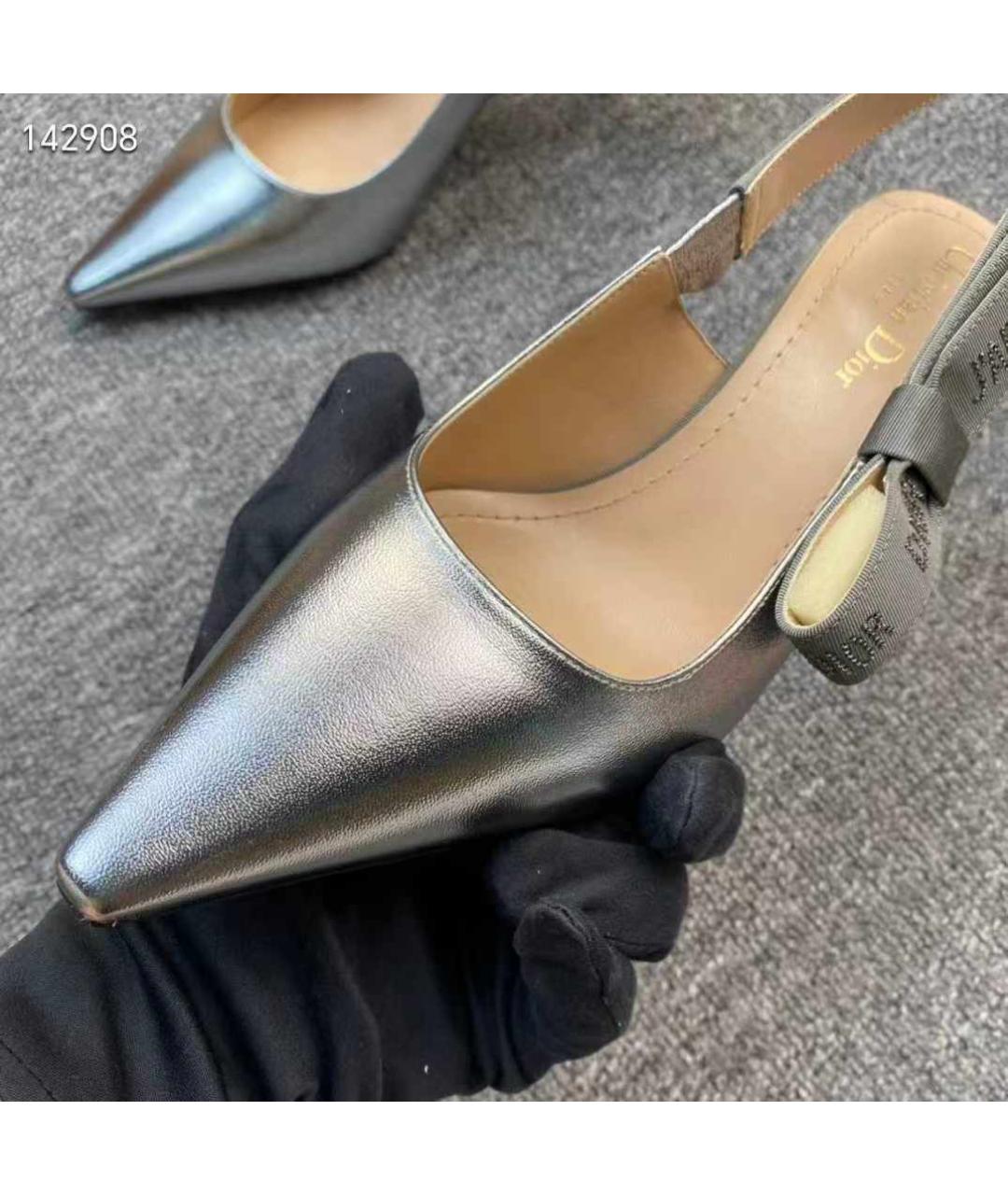 CHRISTIAN DIOR Серебряные кожаные ботинки, фото 3