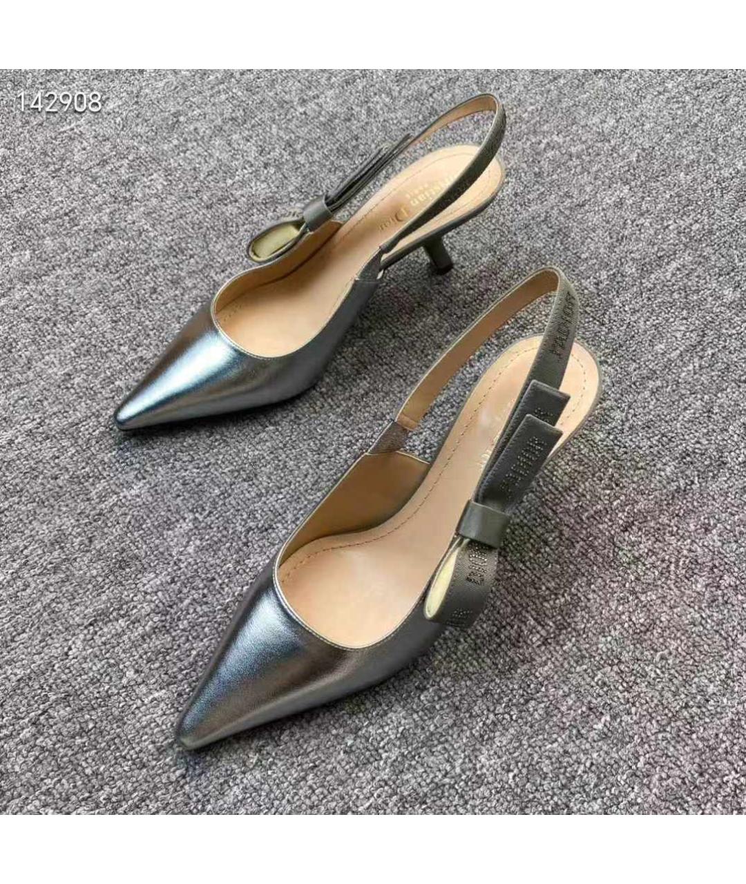 CHRISTIAN DIOR Серебряные кожаные ботинки, фото 2