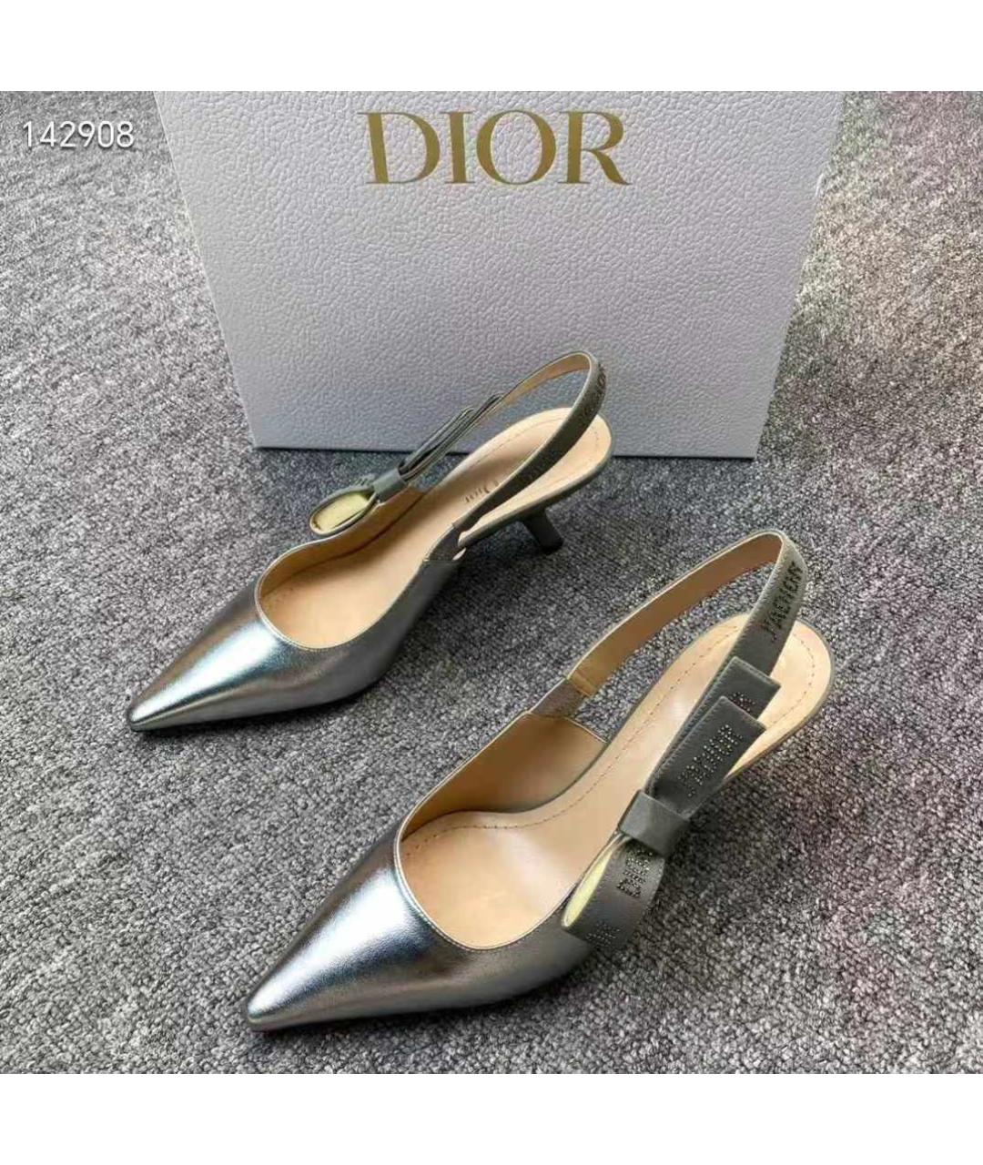 CHRISTIAN DIOR Серебряные кожаные ботинки, фото 6