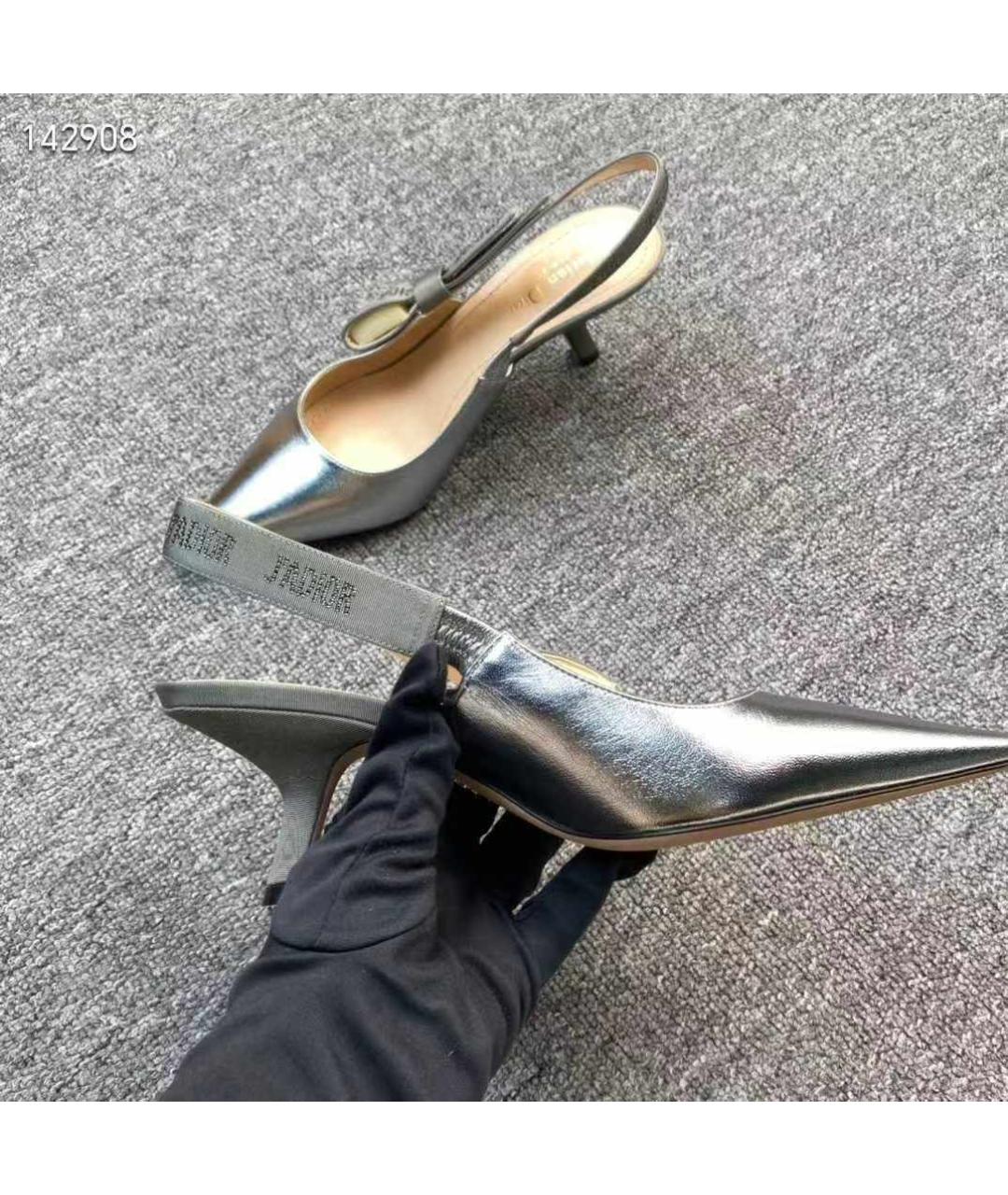 CHRISTIAN DIOR Серебряные кожаные ботинки, фото 5