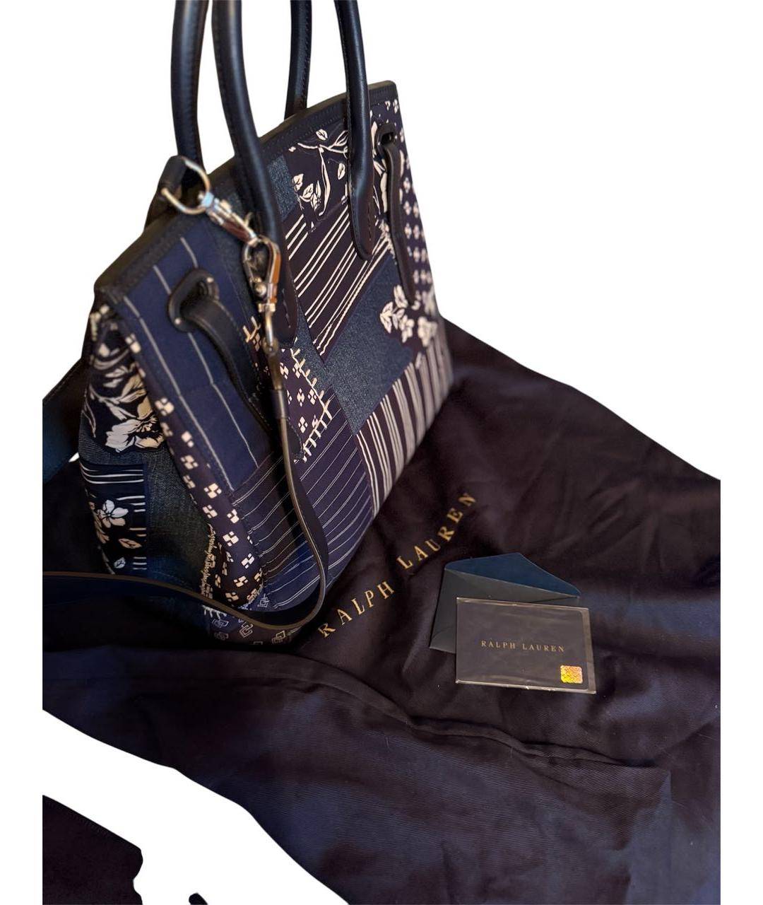 RALPH LAUREN Темно-синяя деним сумка тоут, фото 6