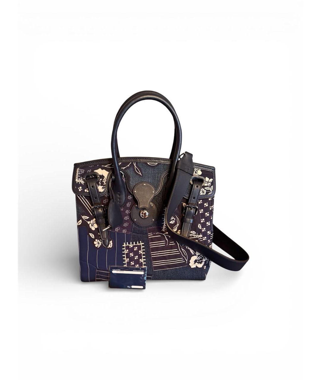 RALPH LAUREN Темно-синяя деним сумка тоут, фото 5