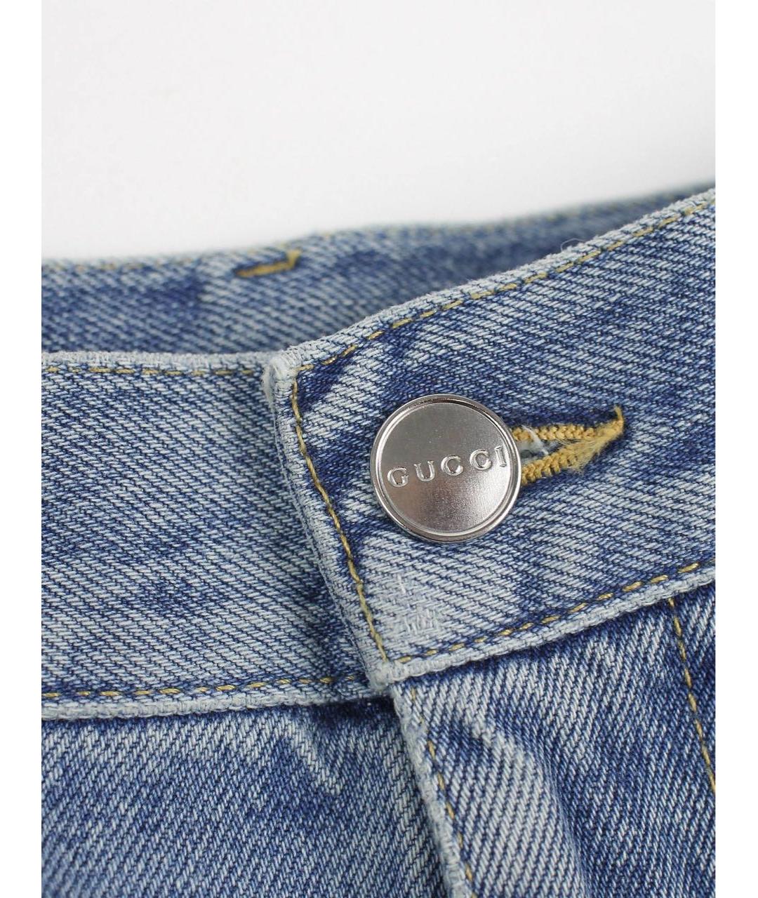 GUCCI Голубые хлопковые джинсы скинни, фото 7