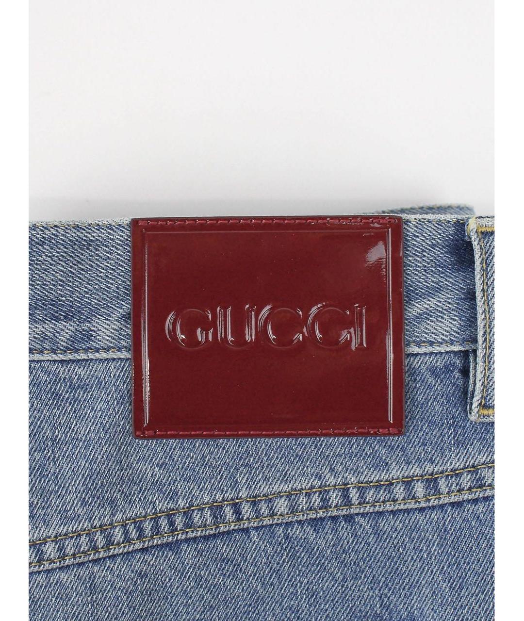 GUCCI Голубые хлопковые джинсы скинни, фото 6