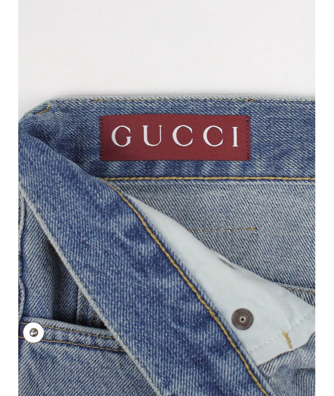 GUCCI Голубые хлопковые джинсы скинни, фото 5