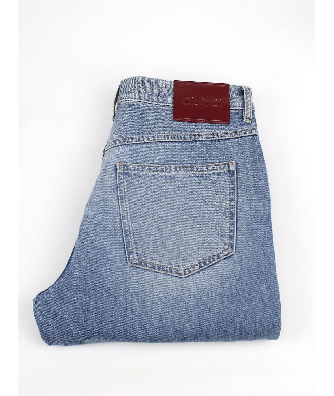 GUCCI Голубые хлопковые джинсы скинни, фото 3