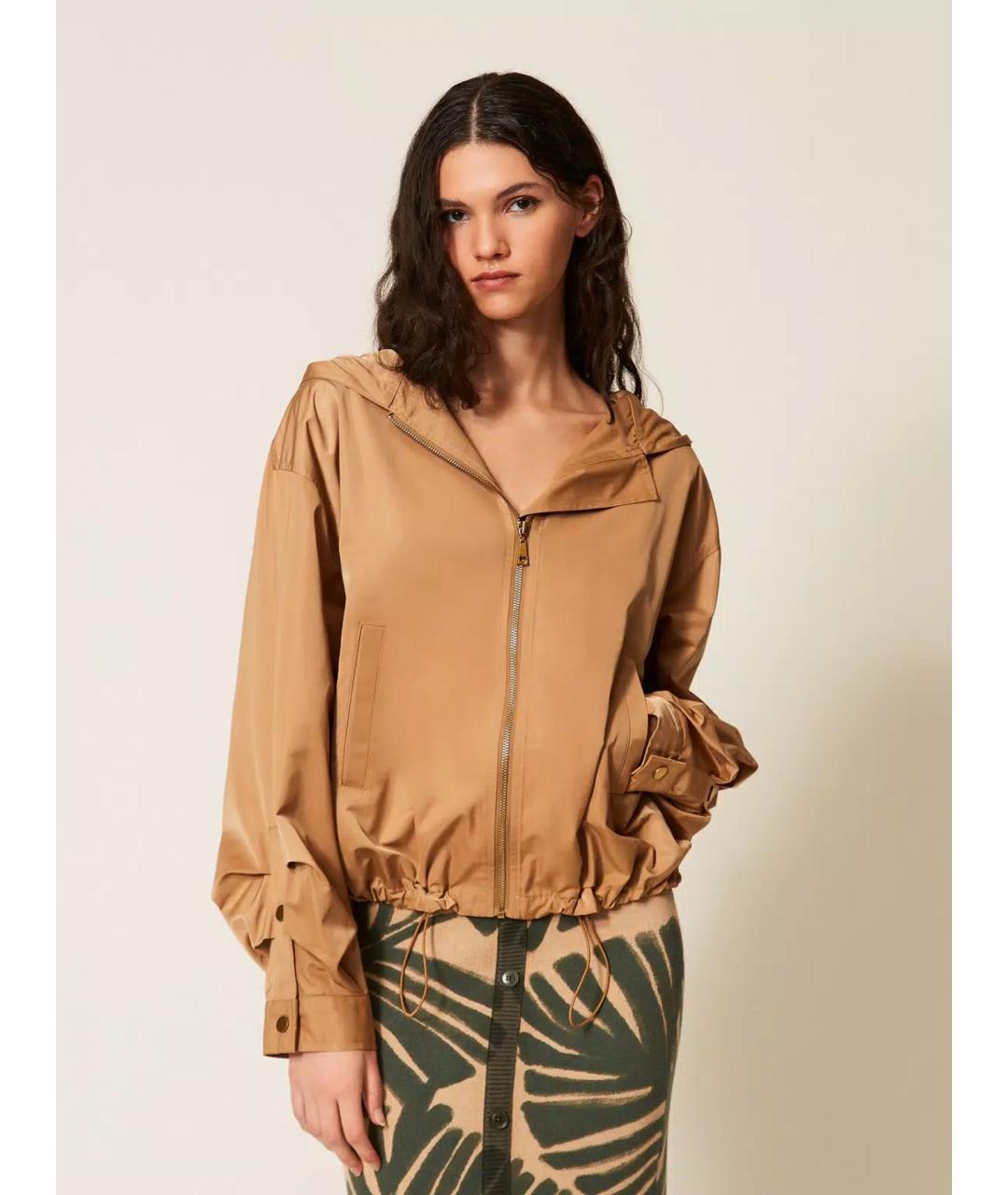 TWIN-SET Бежевая полиэстеровая куртка, фото 3