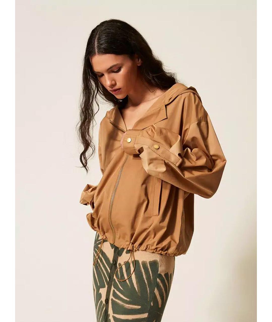 TWIN-SET Бежевая полиэстеровая куртка, фото 4