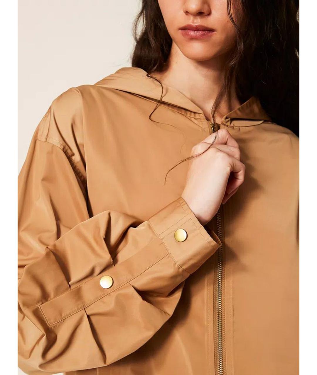 TWIN-SET Бежевая полиэстеровая куртка, фото 6