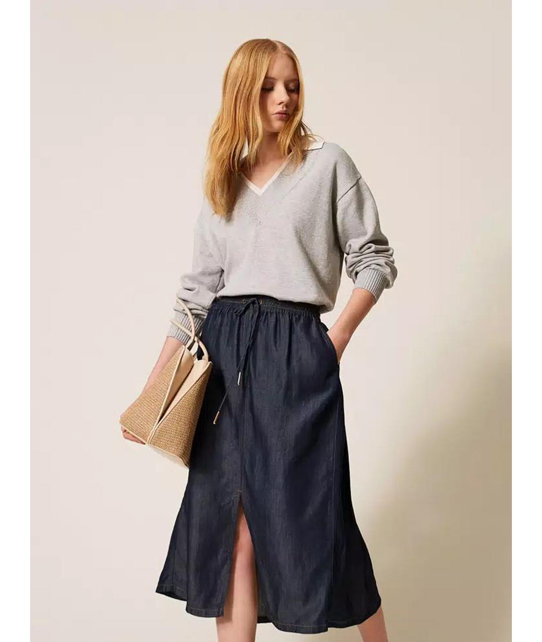 TWIN-SET Синяя юбка миди, фото 2