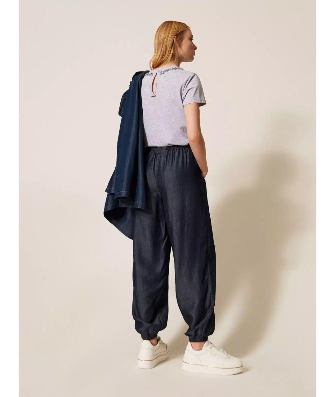 TWIN-SET Синие прямые брюки, фото 4